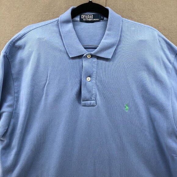VTG Polo Ralph Lauren Polo Shirt Mens L Light Blue Short Sleeve Pony Logo Cotton - Picture 4 of 10
